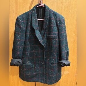 Vintage chunky red and green tweed Wool Blazer
